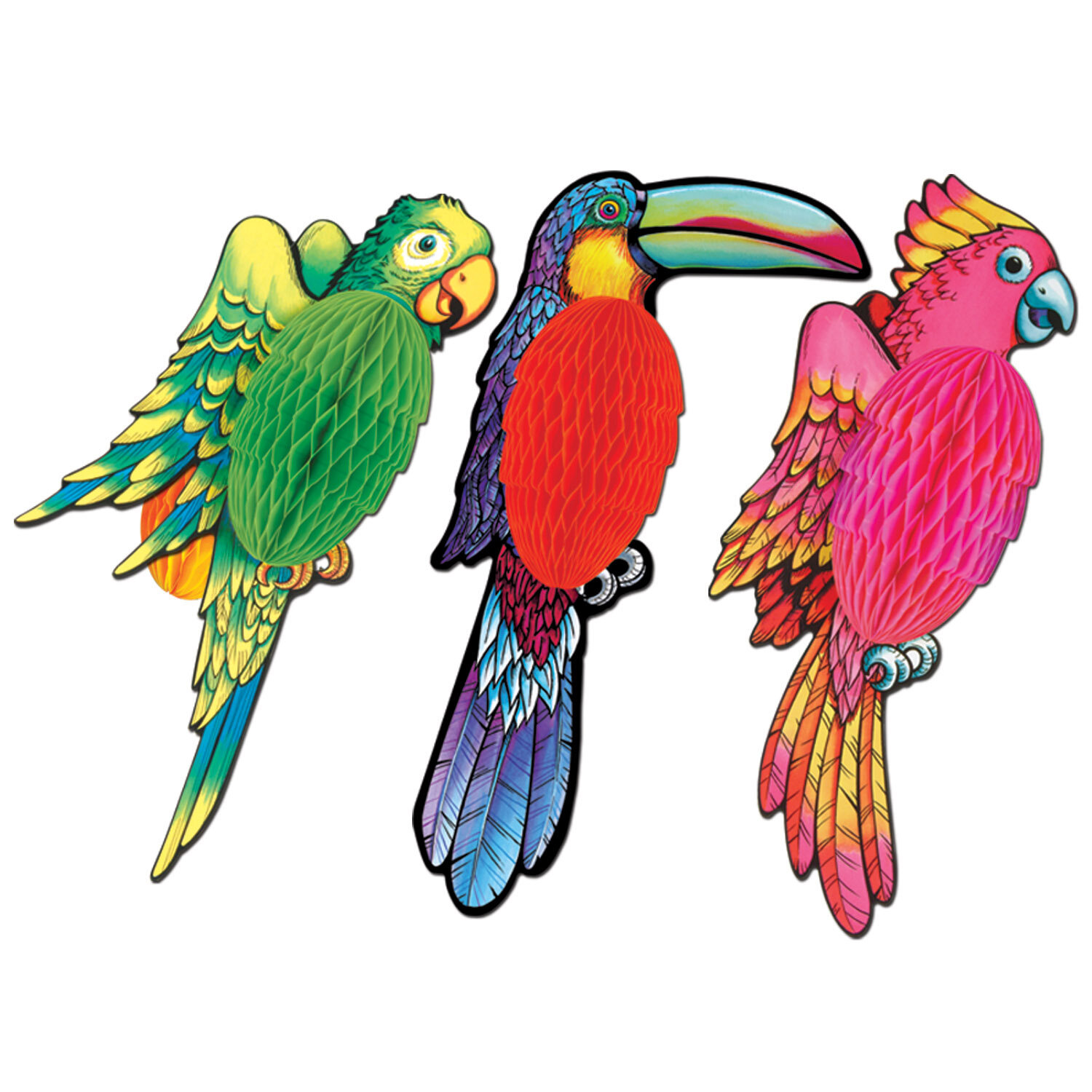 Luau Parrot Party Cutout 4 Piece Set 