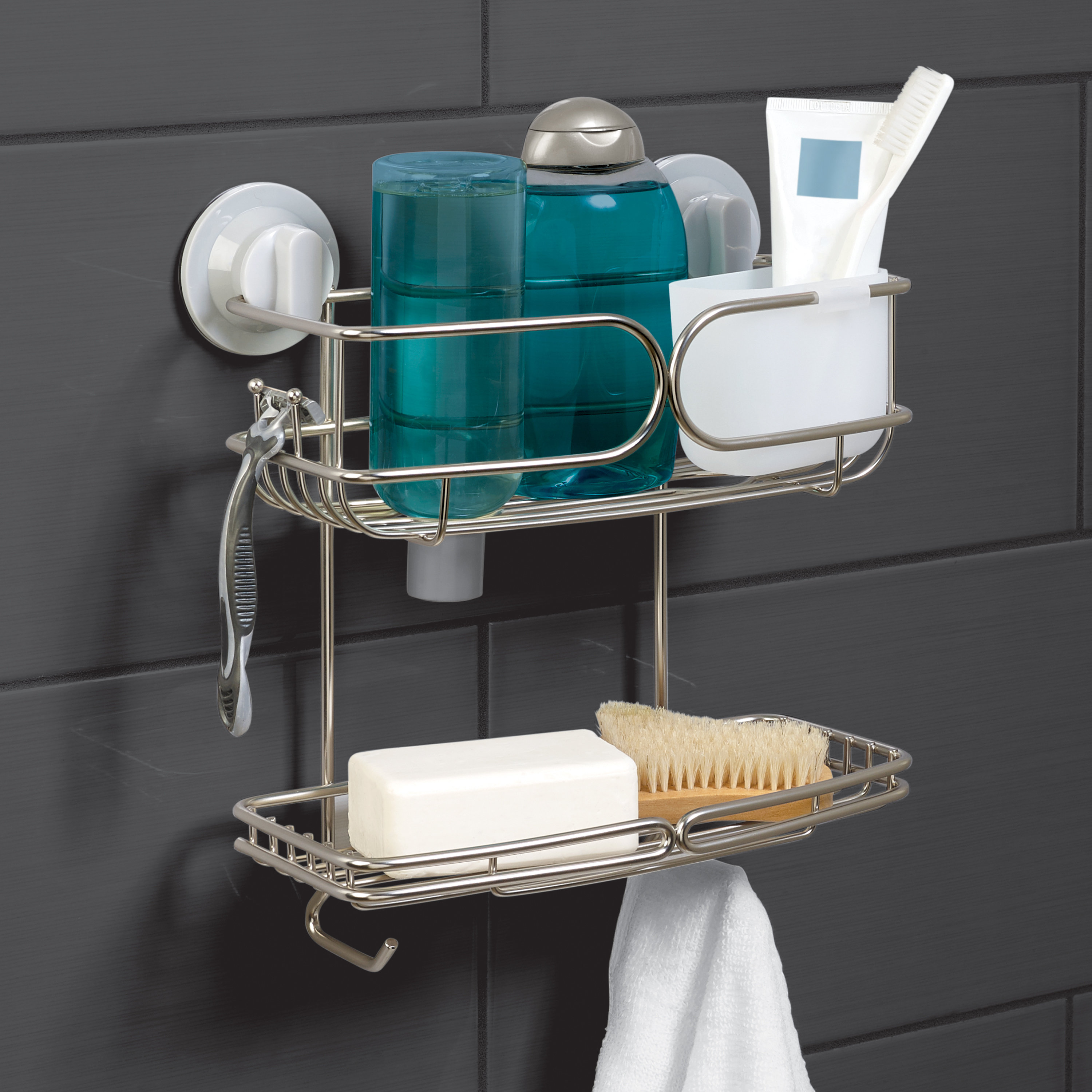Zenna Home Suction Stainless Steel Shower Caddy & Reviews Wayfair
