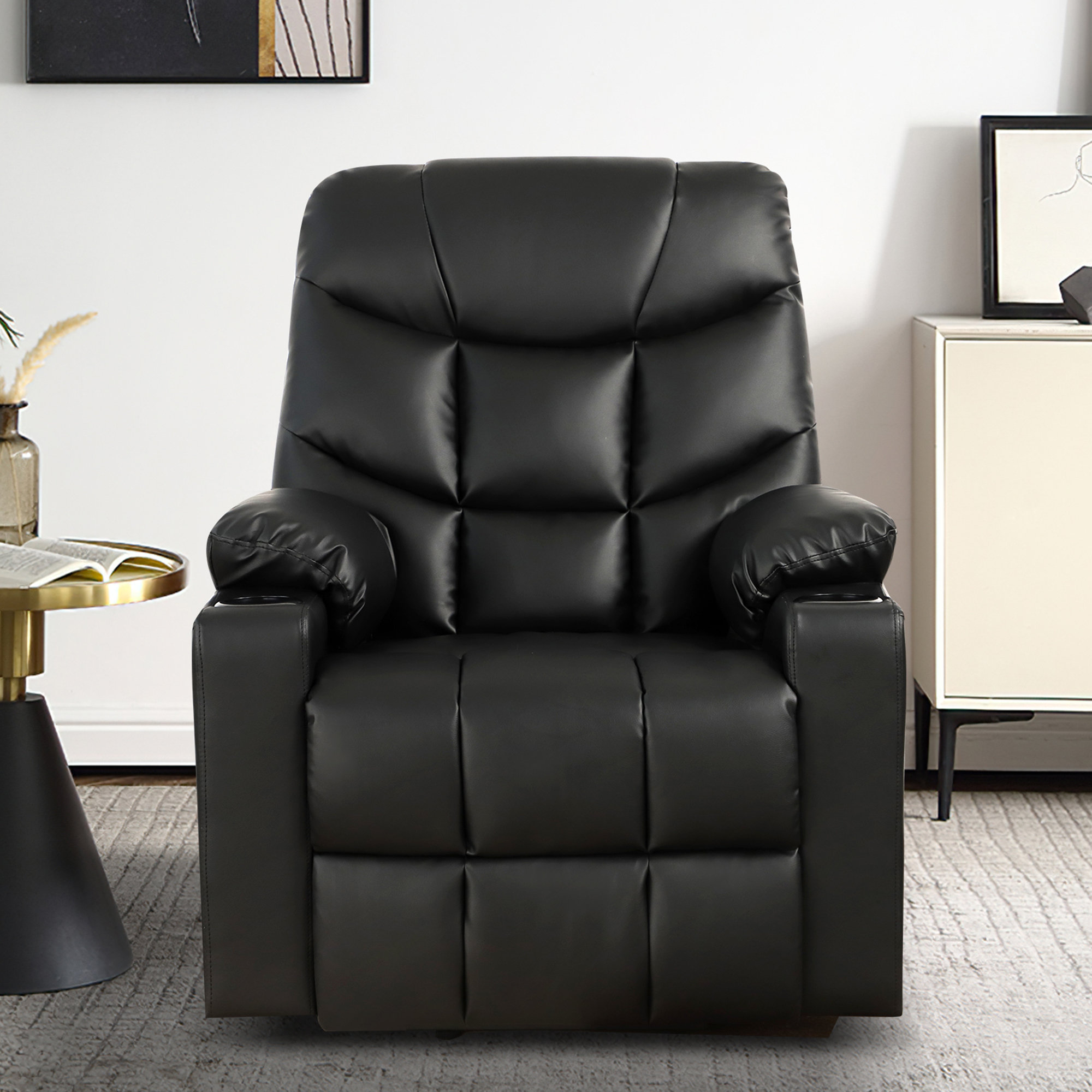 Faux Leather Power Reclining Heated Massage Chair