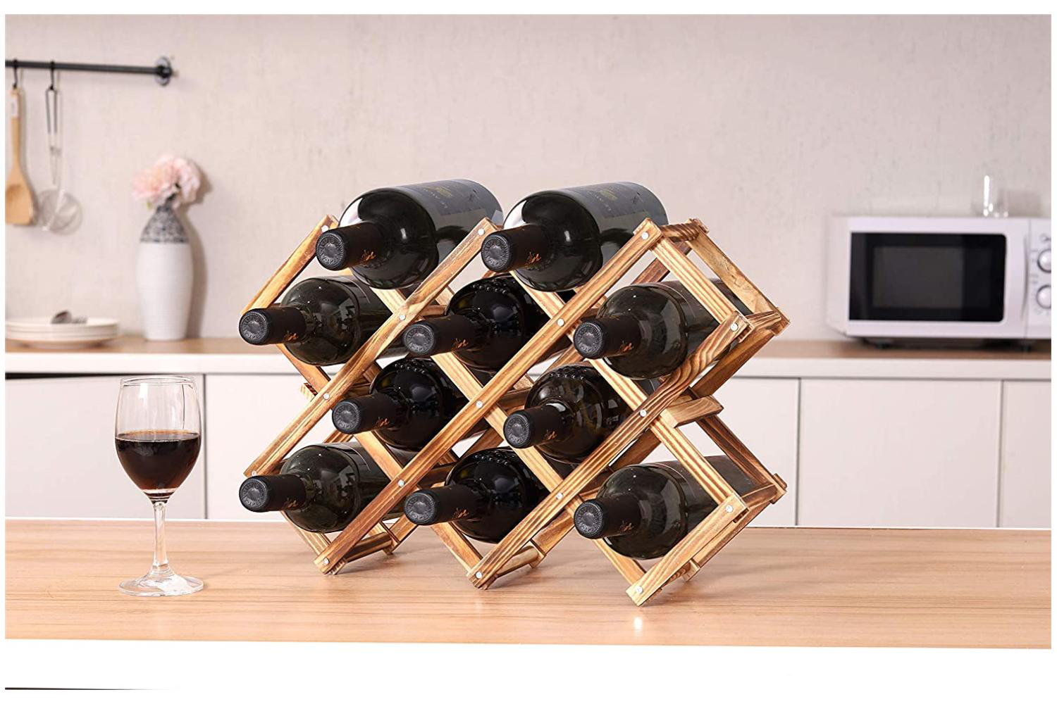 Millwood Pines Oullins 10 Bottle Solid Wood Tabletop Wine Bottle Rack