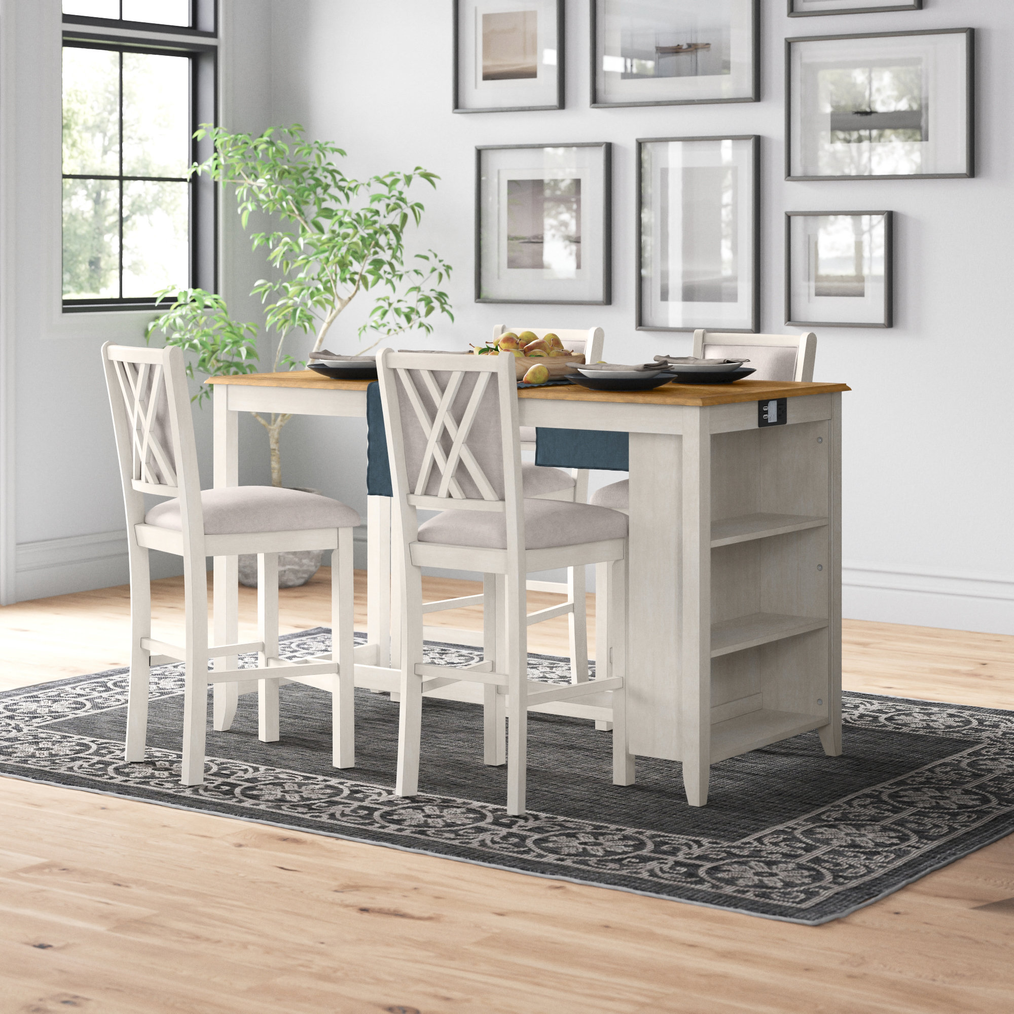 Three Posts™ Kisner Stapleton 5 Piece Solid Wood Dining Set & Reviews