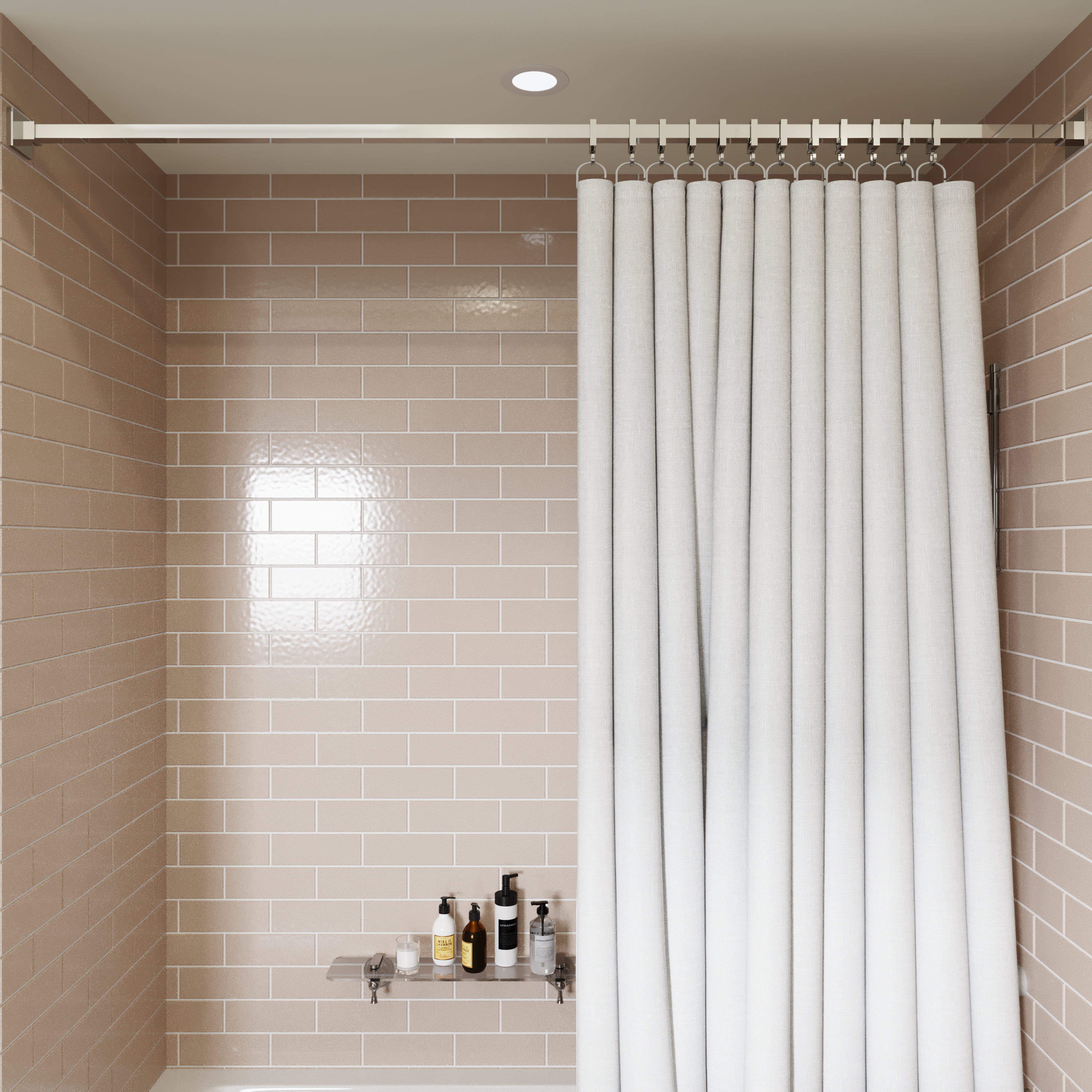 Croydex Luxury 98.25" Adjustable Straight Fixed Shower Curtain Rod
