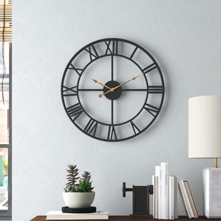 Black Double Dash On Stone Blue by Little Arrow Design Co White on Wall Clock