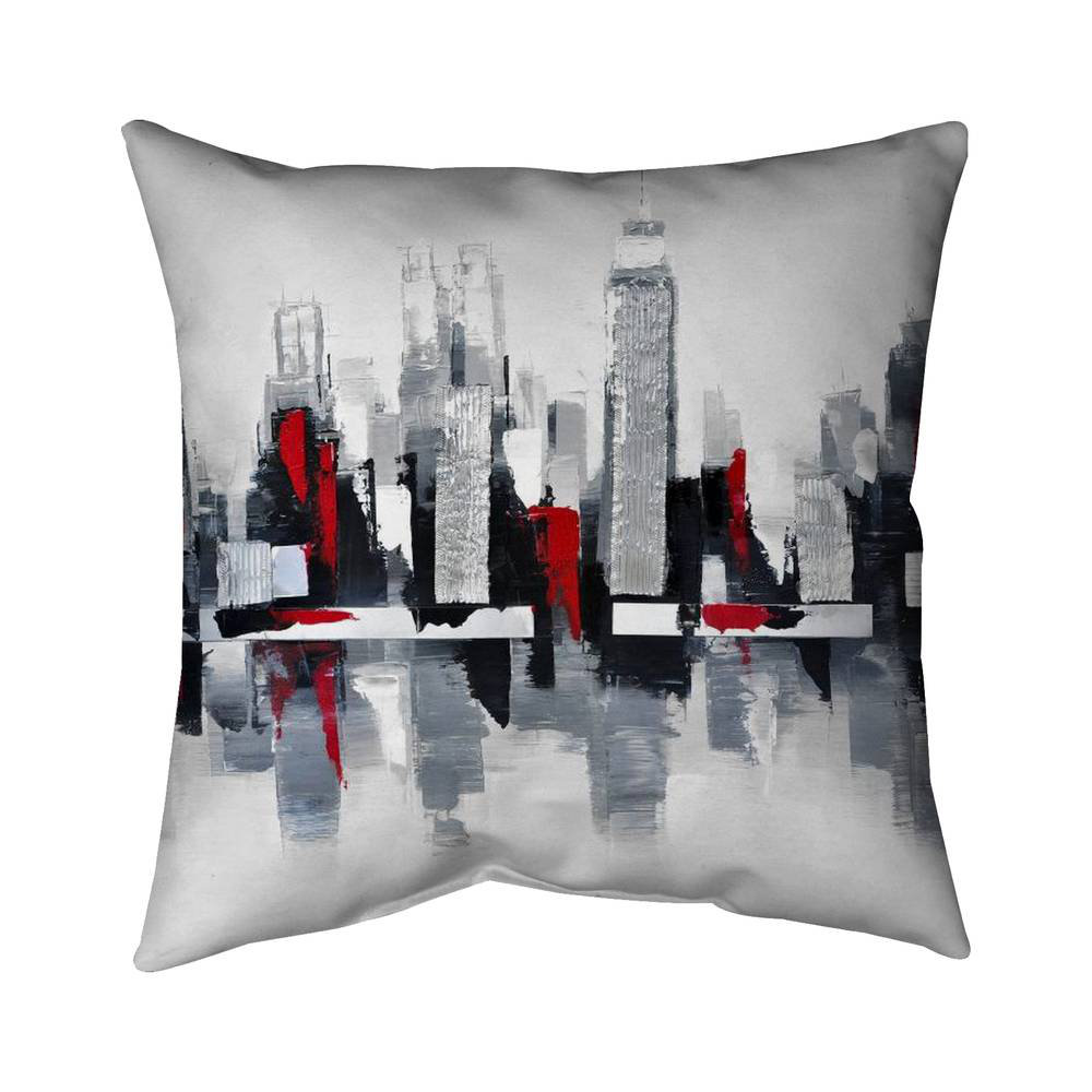 Begin Edition International Inc. Gray and Red Cityscape Square Euro