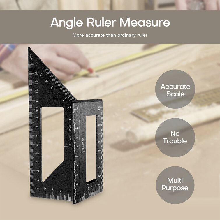 Multifunctional Square 45/90 Degree Gauge Angle Ruler Measuring Tool Charm 