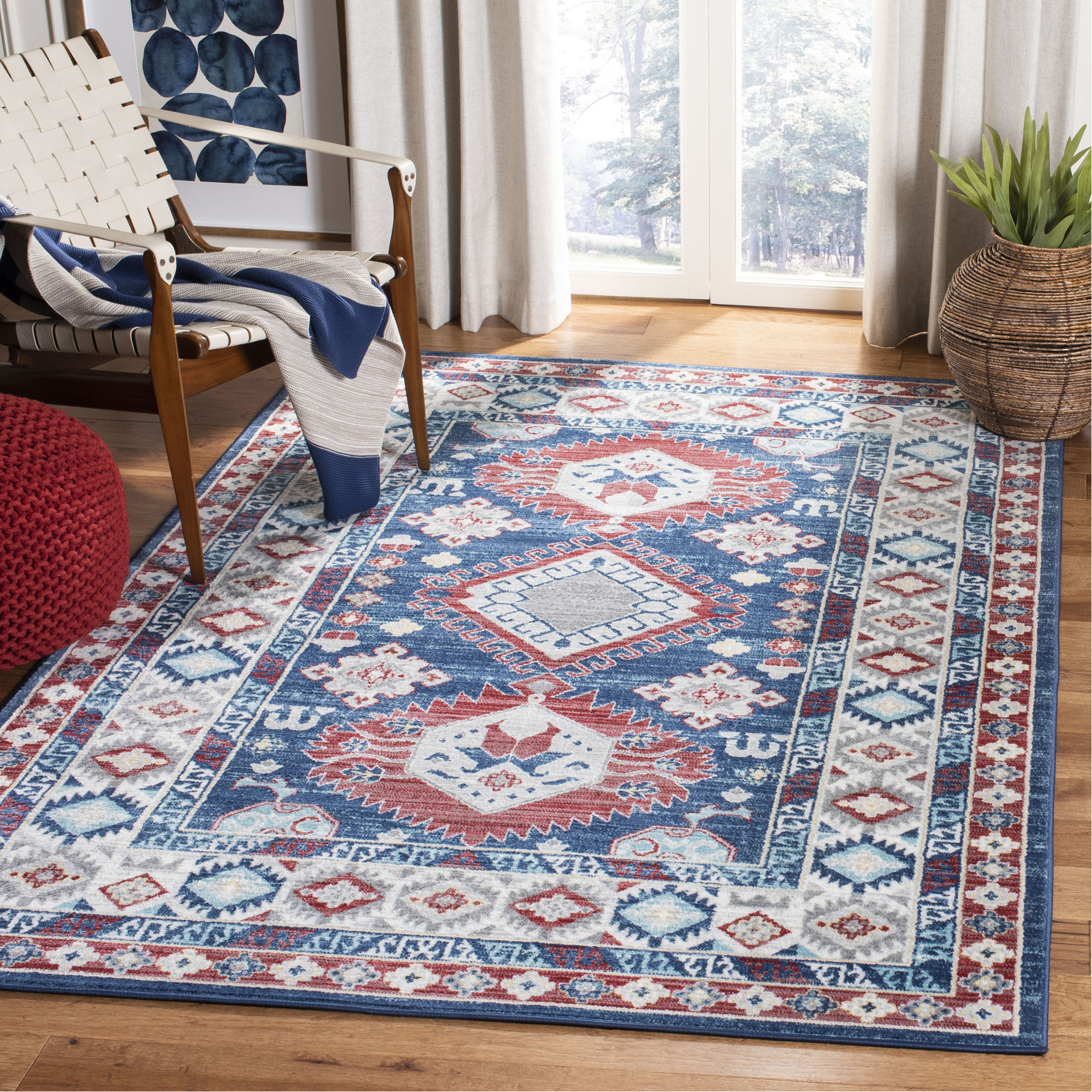Millwood Pines Sereno Oriental Navy/Red Area Rug & Reviews Wayfair