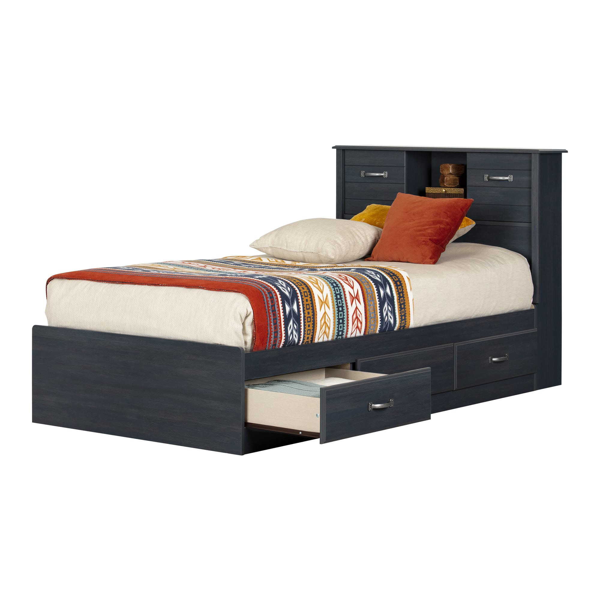 South Shore Ulysses Twin Mate's & Captain's Bed with Shelves by South