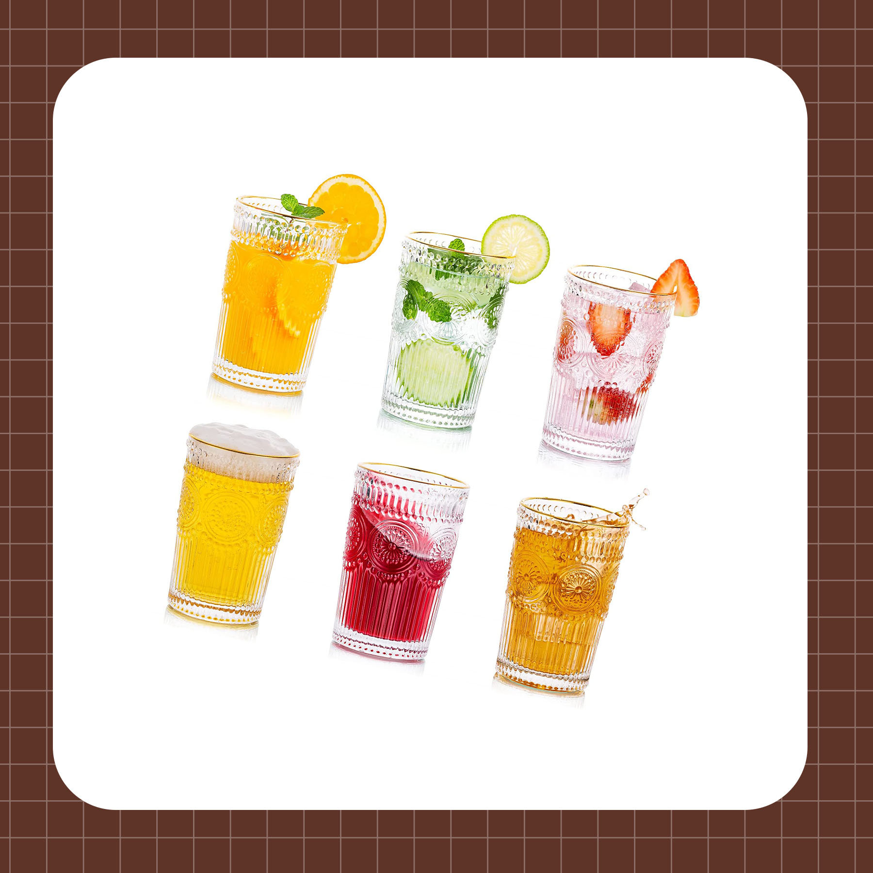 Eternal Night Water Glasses Drinking Cups Set, Vintage Crystal