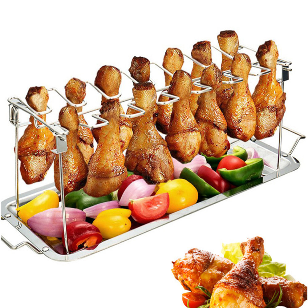 GEEKHOM Grill Racks, Chicken Leg Rack Stand With Drip Tray Grilling Accessories Wayfair