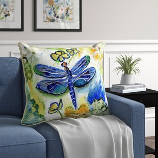 Stylized Art Throw Pillow 14 x 14 Dragonfly Original Zentangle 