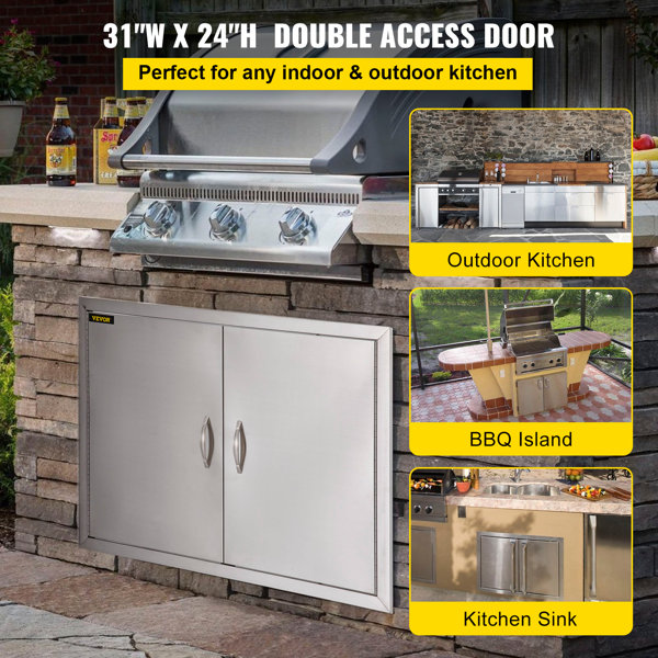NEW 31" OUTDOOR KITCHEN BBQ ISLAND STAINLESS STEEL DOUBLE WALLED DOOR USA 