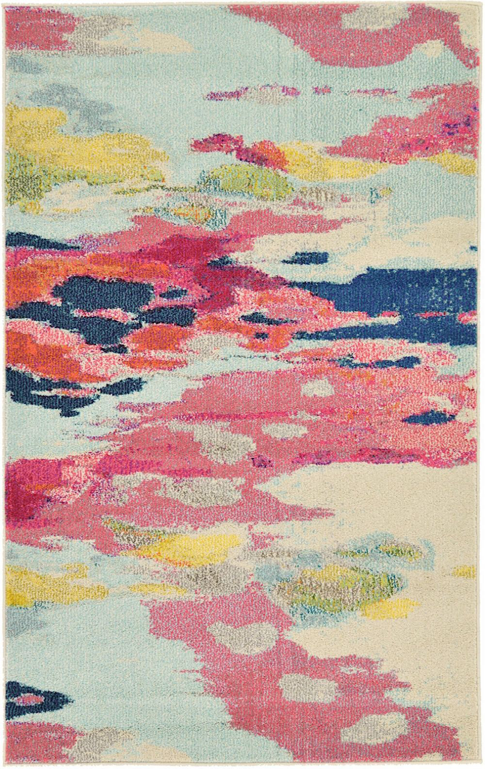 Ebern Designs Shirey Performance Beige, Light Blue, Orange, Yellow