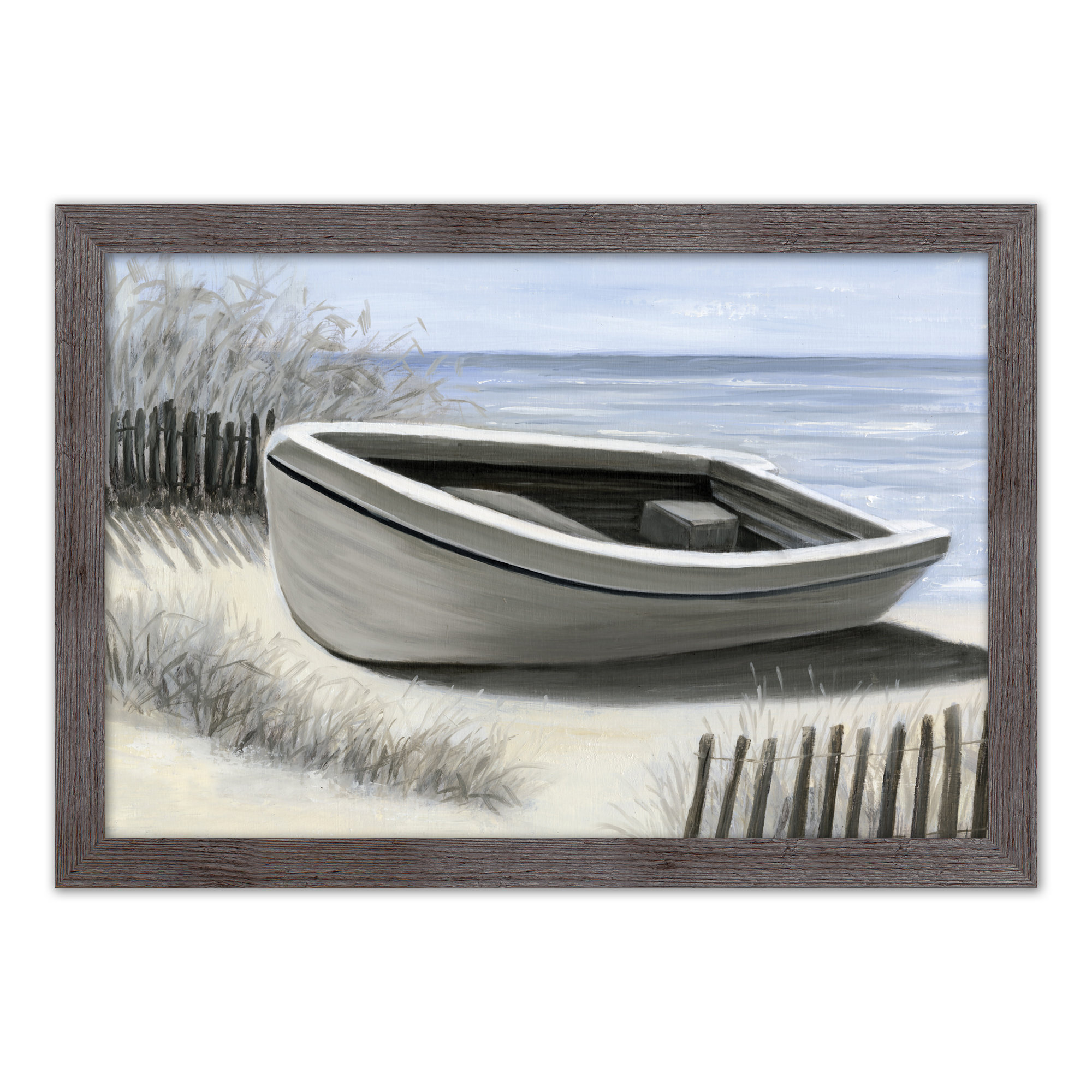 Rosecliff Heights Shored Up Boat Picture Frame Painting on Canvas