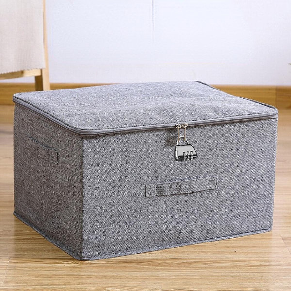 34L,3Packs Fabric Linen Clothes Storage Organzier for Clothes , Dark Gray Stackable Frame Storage Bins Boxes Bedrooms Clothes Storage Bins Box 16.1x12.6x9.8inch Blankets 3 Packs 34L Large Foldable Clothes Storage Boxes 