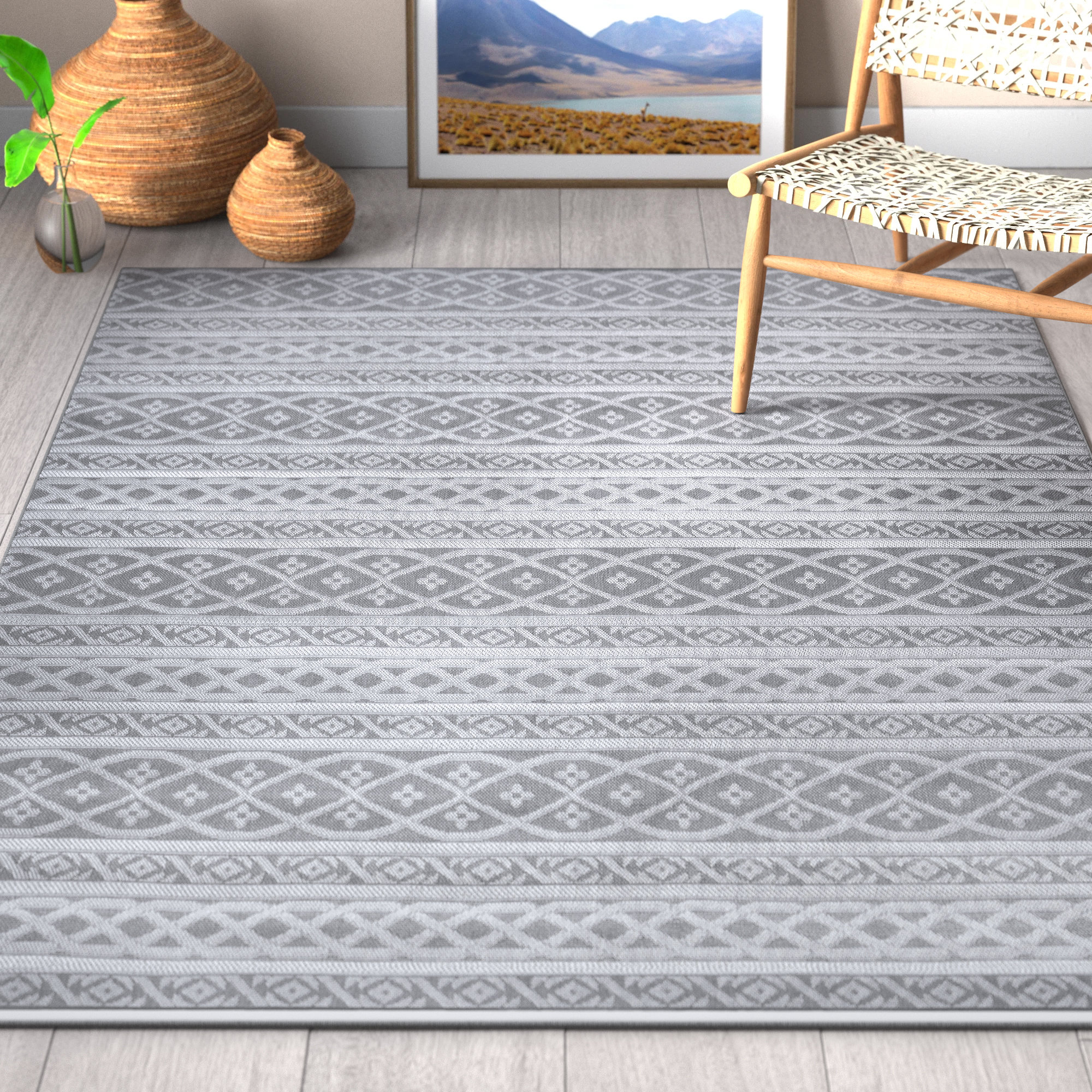 Mistana™ Campbelltown Flatweave Gray Indoor/Outdoor Rug & Reviews Wayfair