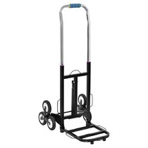 Hampton&Stewart Large Capacity Light Weight 3-Wheeled Stair Climber Shopping Trolley Push Cart Bag Tri-Wheels Black 
