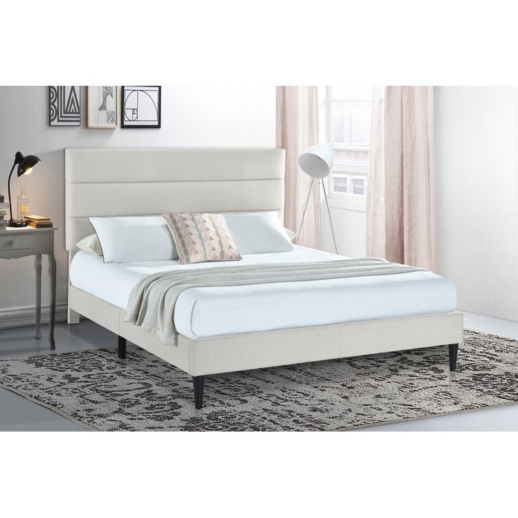Mercury Row Gephart Upholstered King Bed Frame (Neutral Gray)
