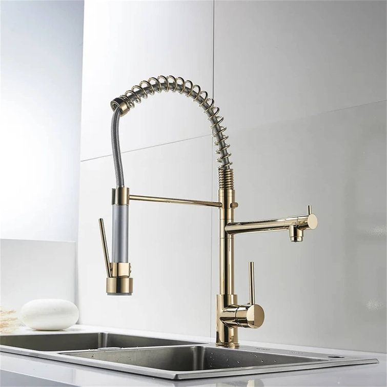 Commercial Pull Down Kitchen Sink Faucet Single Handle Modern Kitchen  Faucets Solid Brass Taps