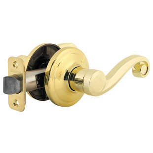 Right Hand Scroll Dummy Lever Door Handle TruGuard Polished Brass 