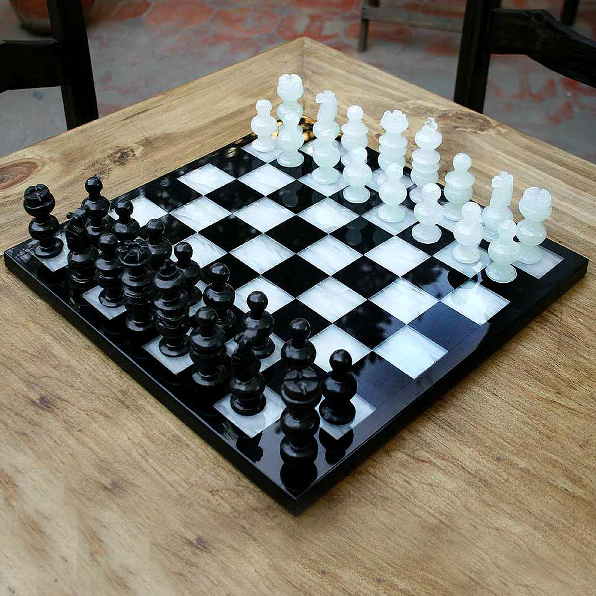 Wrought Studio Handmade Salvo Black Chess Board Game And Reviews Wayfair