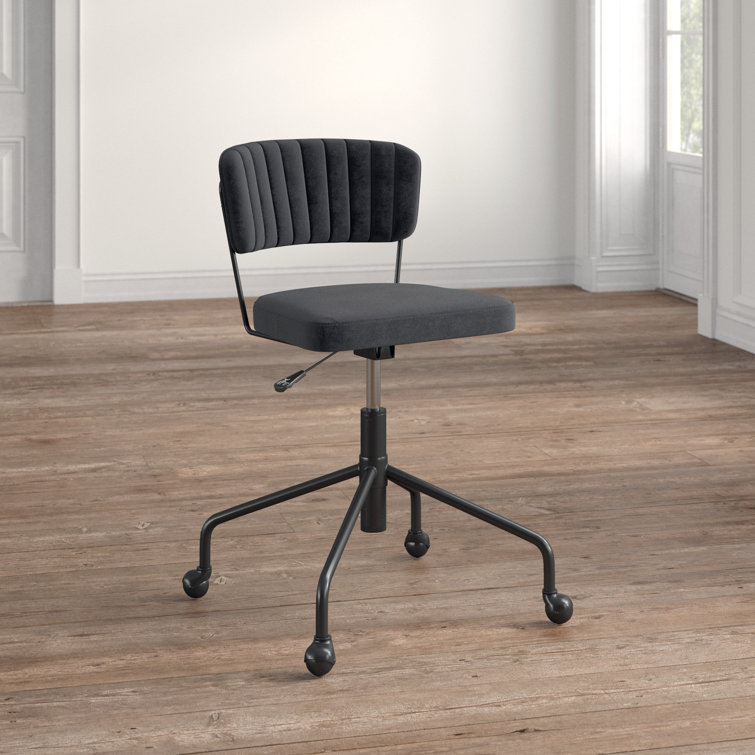 Tania Contemporary Black Velvet 28.5" Swivel Task Chair
