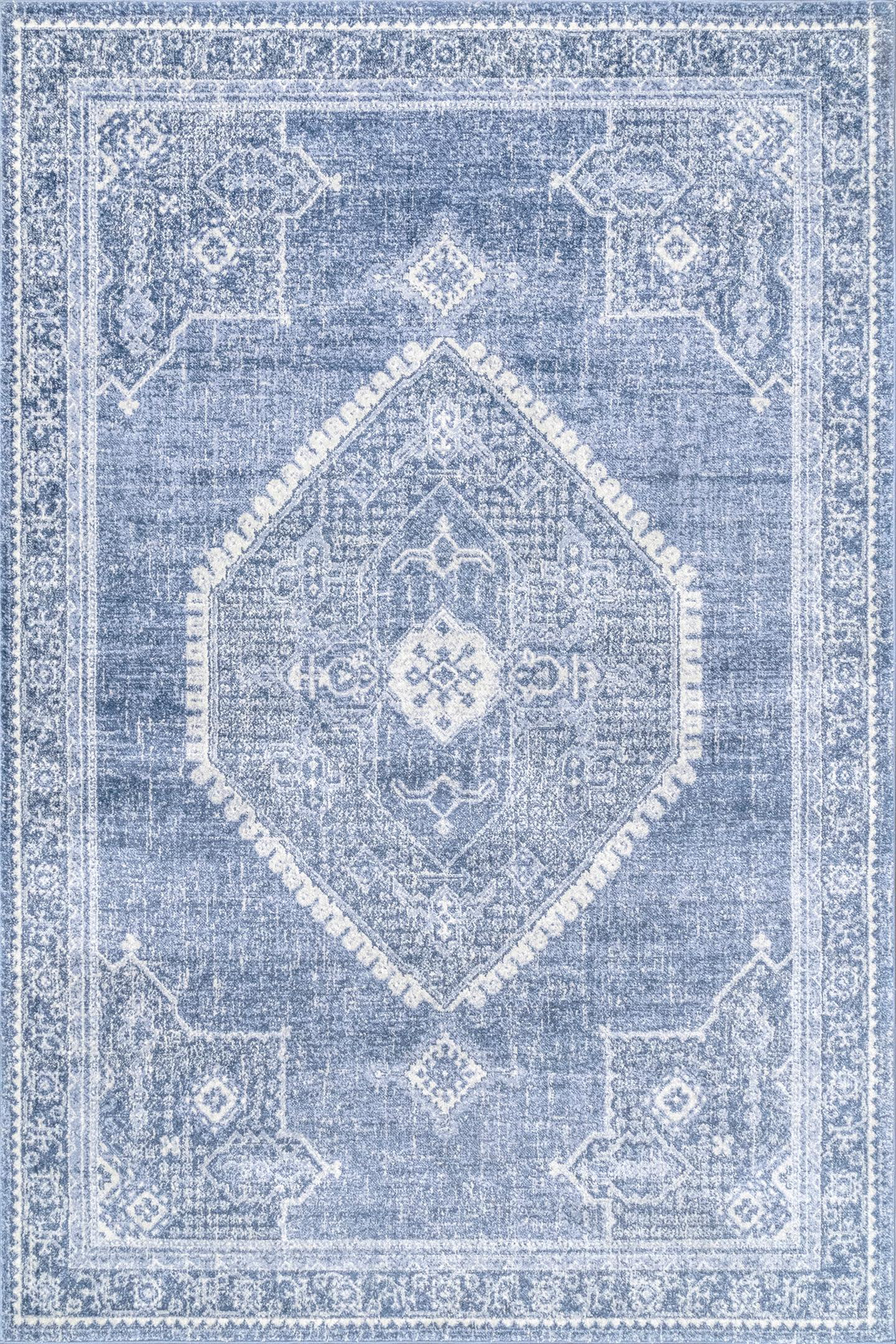 Bungalow Rose Loren Performance Blue Rug & Reviews | Wayfair