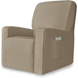 Comfort Memory Foam with Paw Print Recliner Furniture Cover  Limestone Gray 