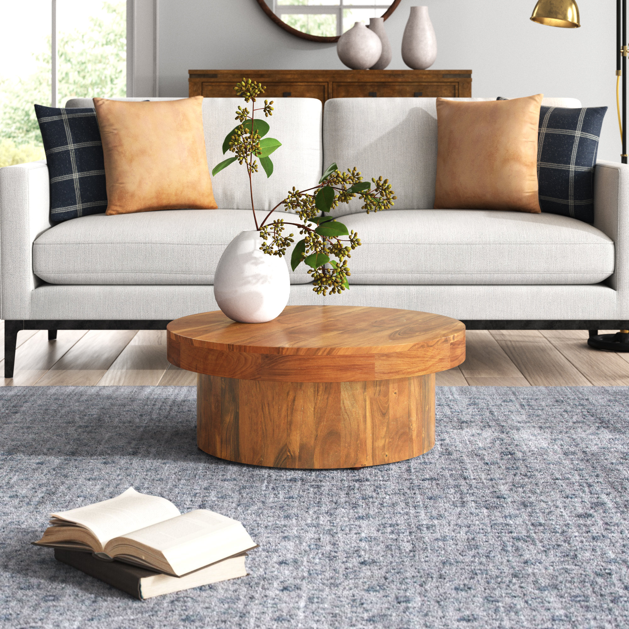 Foundstone™ Caiden Solid Wood Pedestal Coffee Table Wayfair