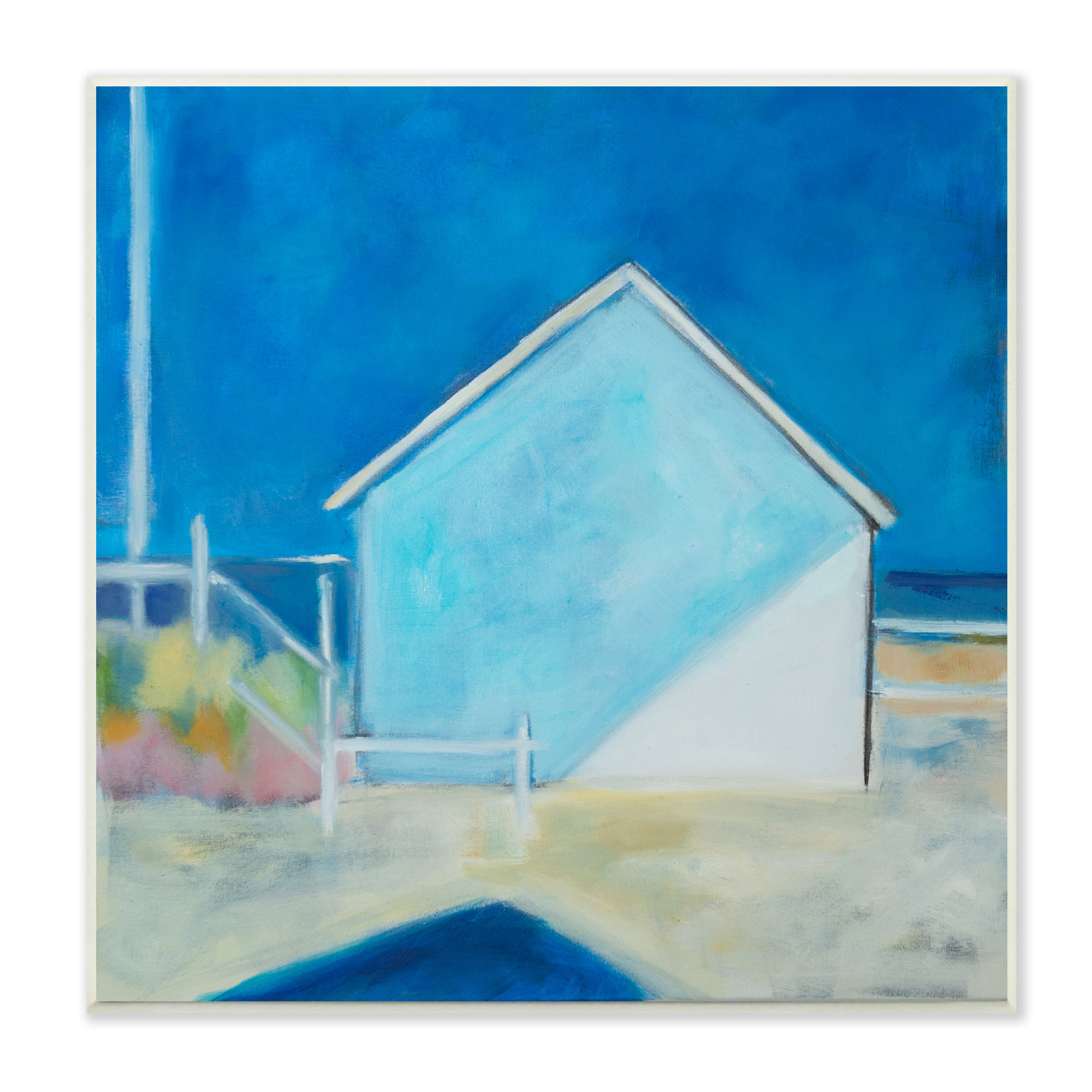 Stupell Industries Contemporary Beach House Landscape Soft Minimal Blue Waters by Susanne Marie