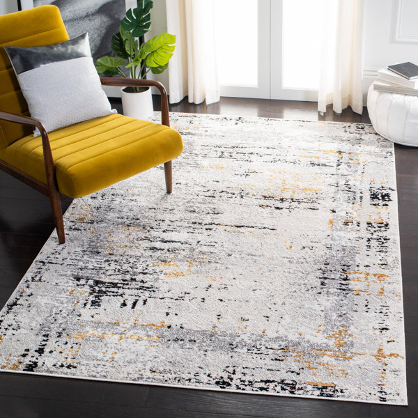 Steelside™ Acosta Area Rug in Gray/Gold/Black & Reviews | Wayfair