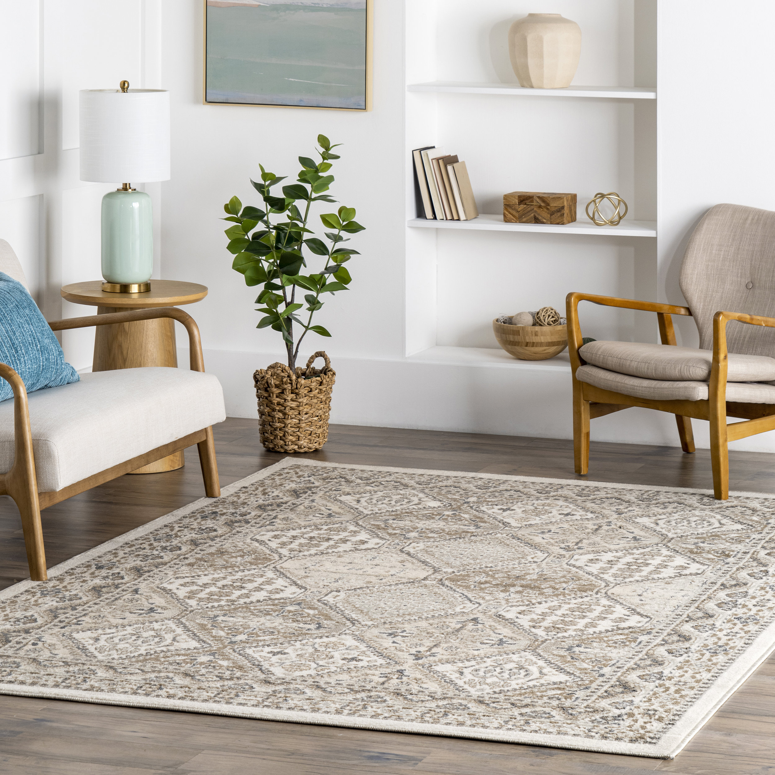 Ophelia & Co. Holden Traditional Tiled Power Loom Performance  Beige/Cream/Gray/Taupe Rug & Reviews | Wayfair