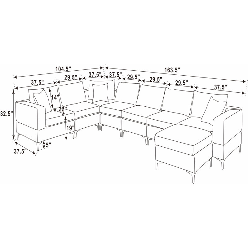 Wade Logan® 8 - Piece Upholstered Sectional | Wayfair