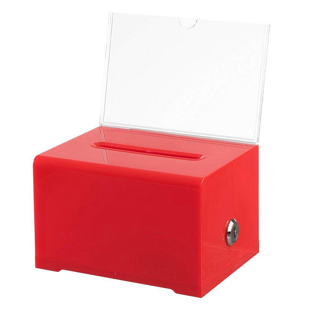 AdirOffice Acrylic Clear Locking Suggestion Box, Red 2Pack Wayfair