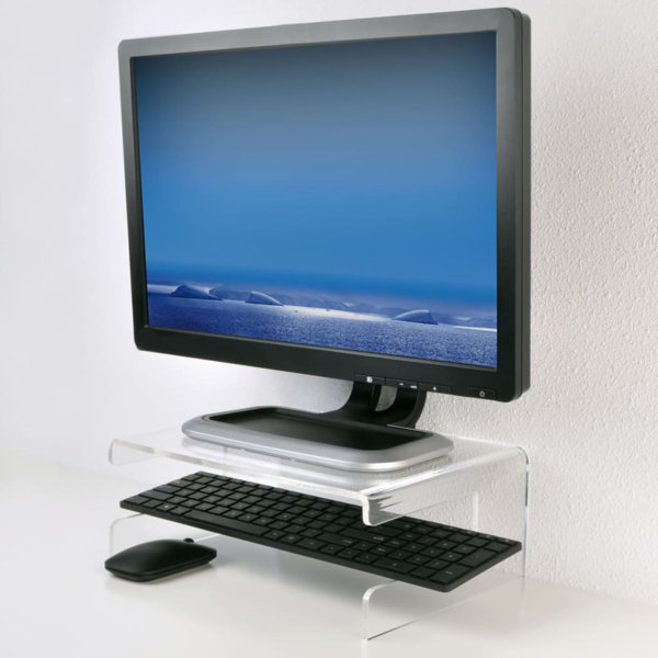 Inbox Zero Desq Monitor Riser Acrylic Transparent 30.5 x 23 x 12cm ...