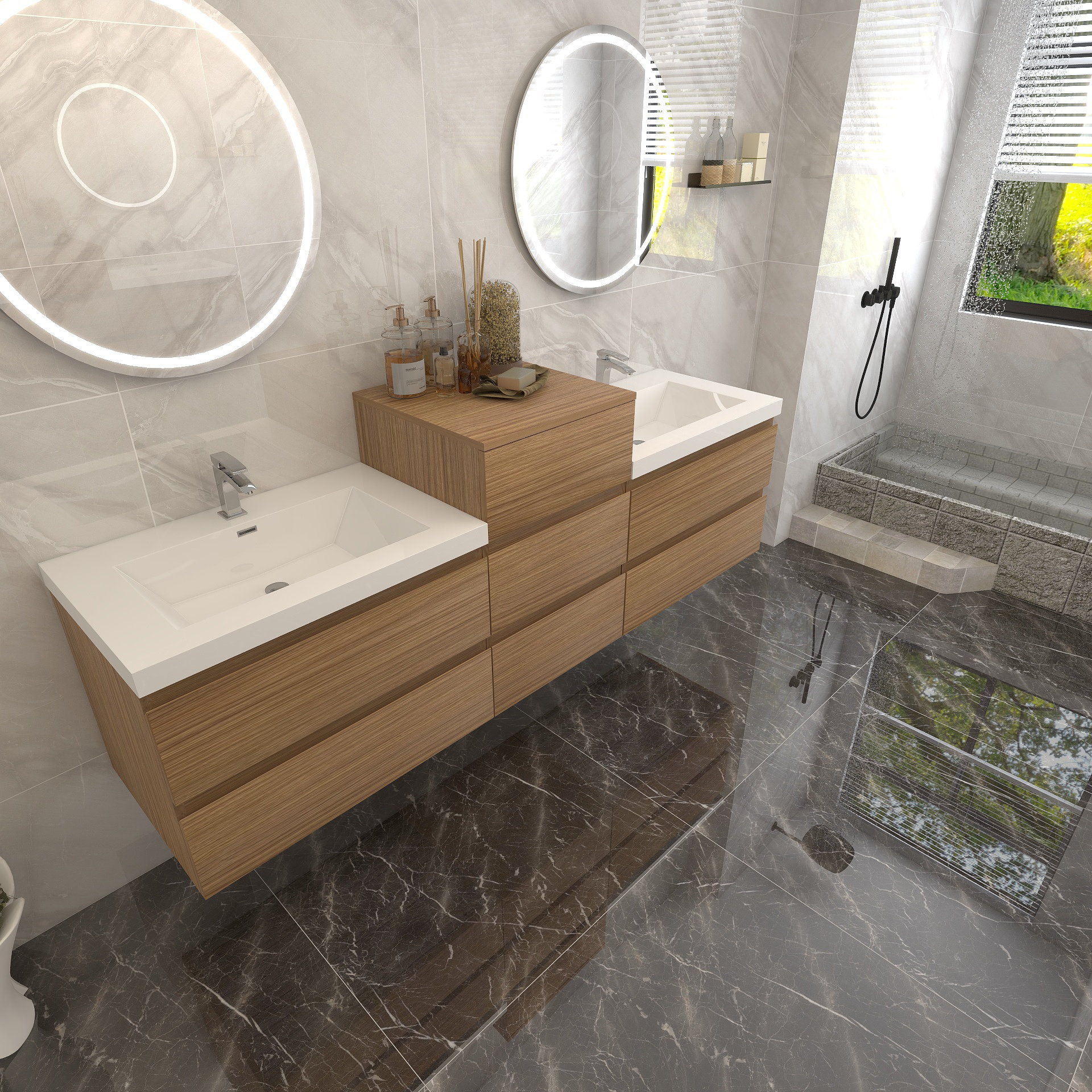 Morenobath Moreno Bailey 66.5'' Wall Mounted Double Bathroom Vanity