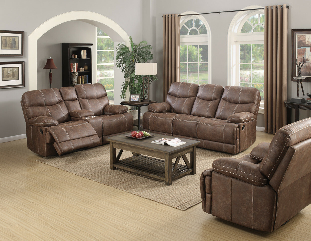 Chaves 3 Piece Faux Leather Reclining Living Room Set