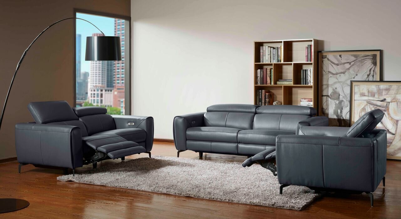 Gonsalez 3 Piece Genuine Leather Reclining Living Room Set