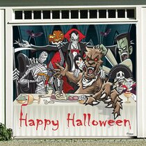 Halloween Holiday Garage Door Banner Mural Sign Décor 7x 16 Car Garage Victory Corps Black Cat Full Moon The Original Holiday Garage Door Banner Decor 