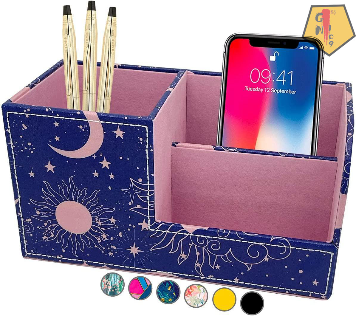 GN109 PU Leather Desk Organizer Cute Pen Holder Office Pencil Holders