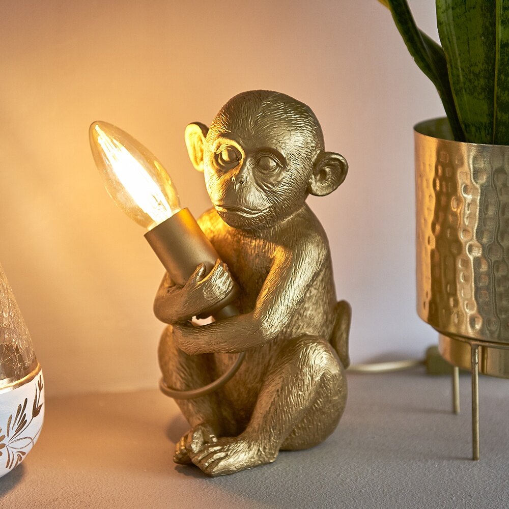 Baby Georgina Monkey Table Lamp in Metallic Gold