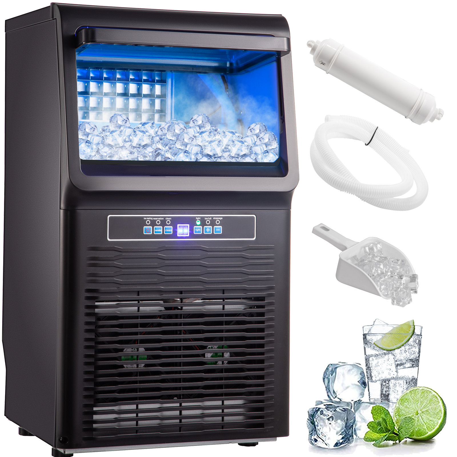 VEVOR 70 Lb. lb. Daily Production Cube Clear Ice Freestanding Ice Maker