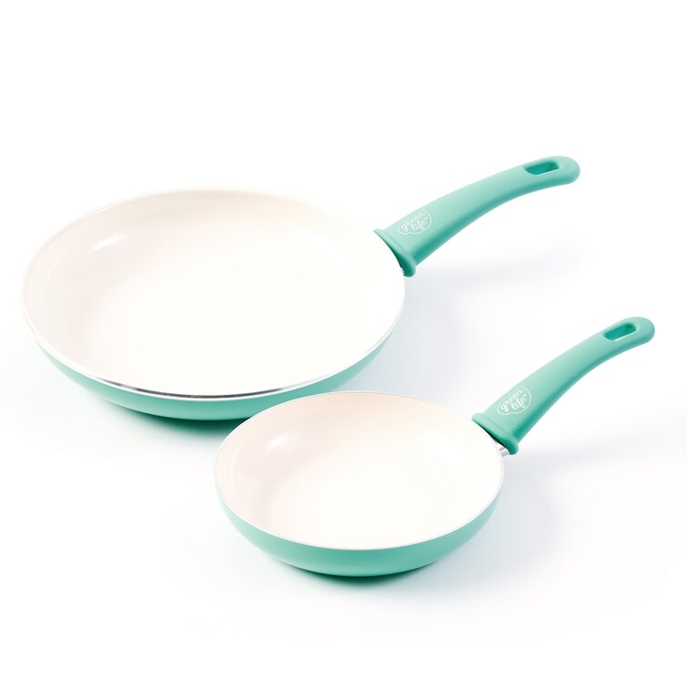 7" and 10", Frying Pan Set Details about   GreenLife Soft Grip Healthy Ceramic Nonstick 