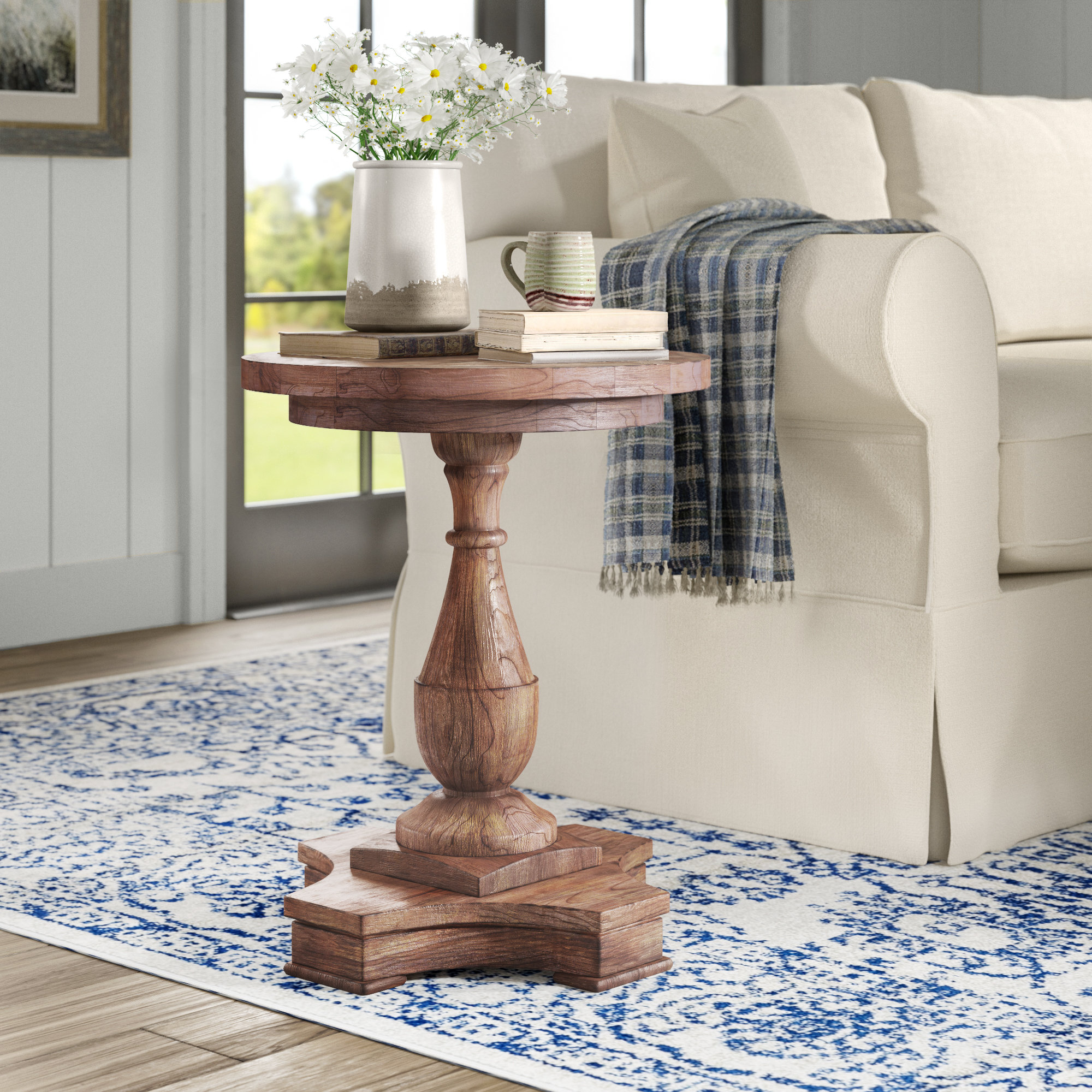 Birch Lane Yara Solid Wood Pedestal End Table & Reviews Wayfair Canada
