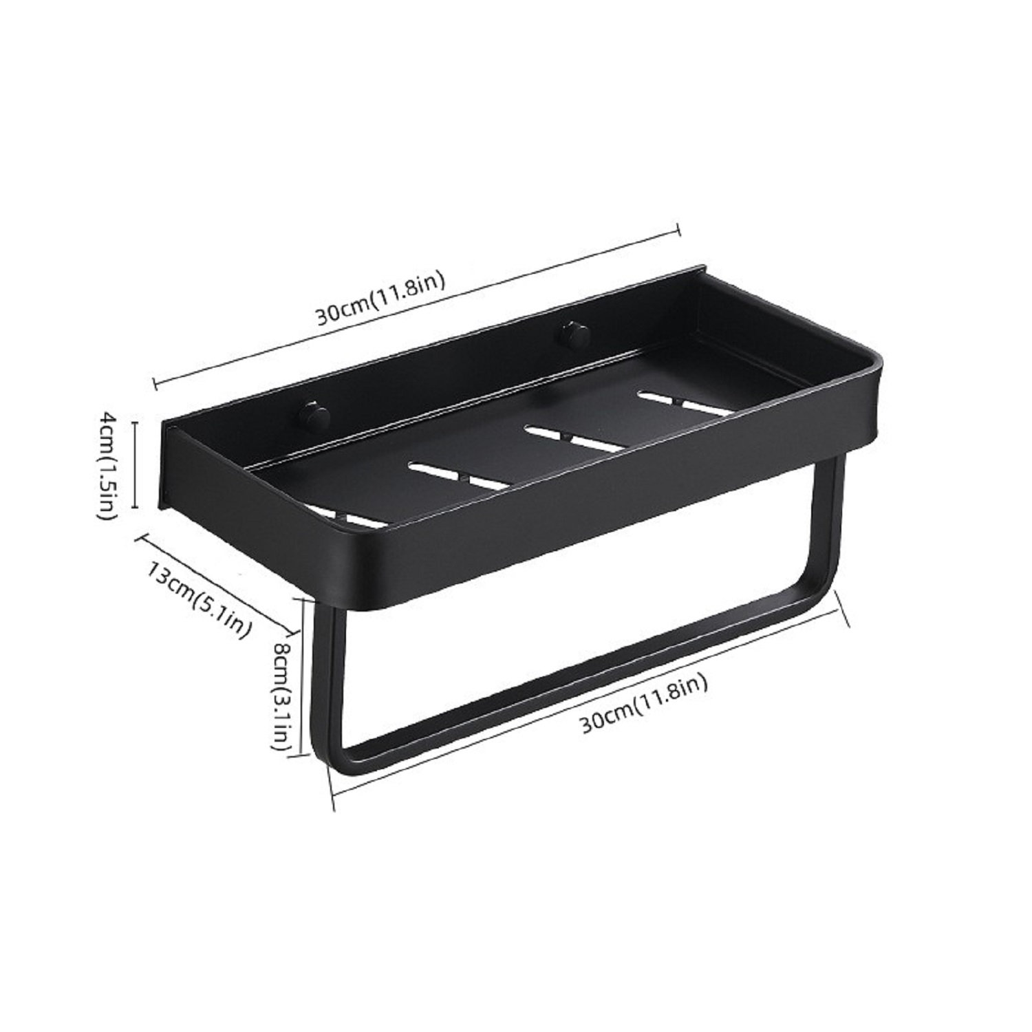 BEAUTY DEPOT 1Pc Bathroom Black Shelf With Towel Bar Space Aluminum