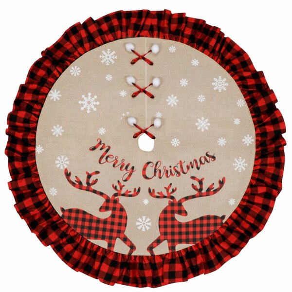 Christmas Tree Skirt 48" Red Glitter Snowflakes Shiny Holiday Time for sale online 