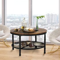 Details about   U-style Rustic Coffee table,Wood Top and Metal Legs Table for Living Room Casual 