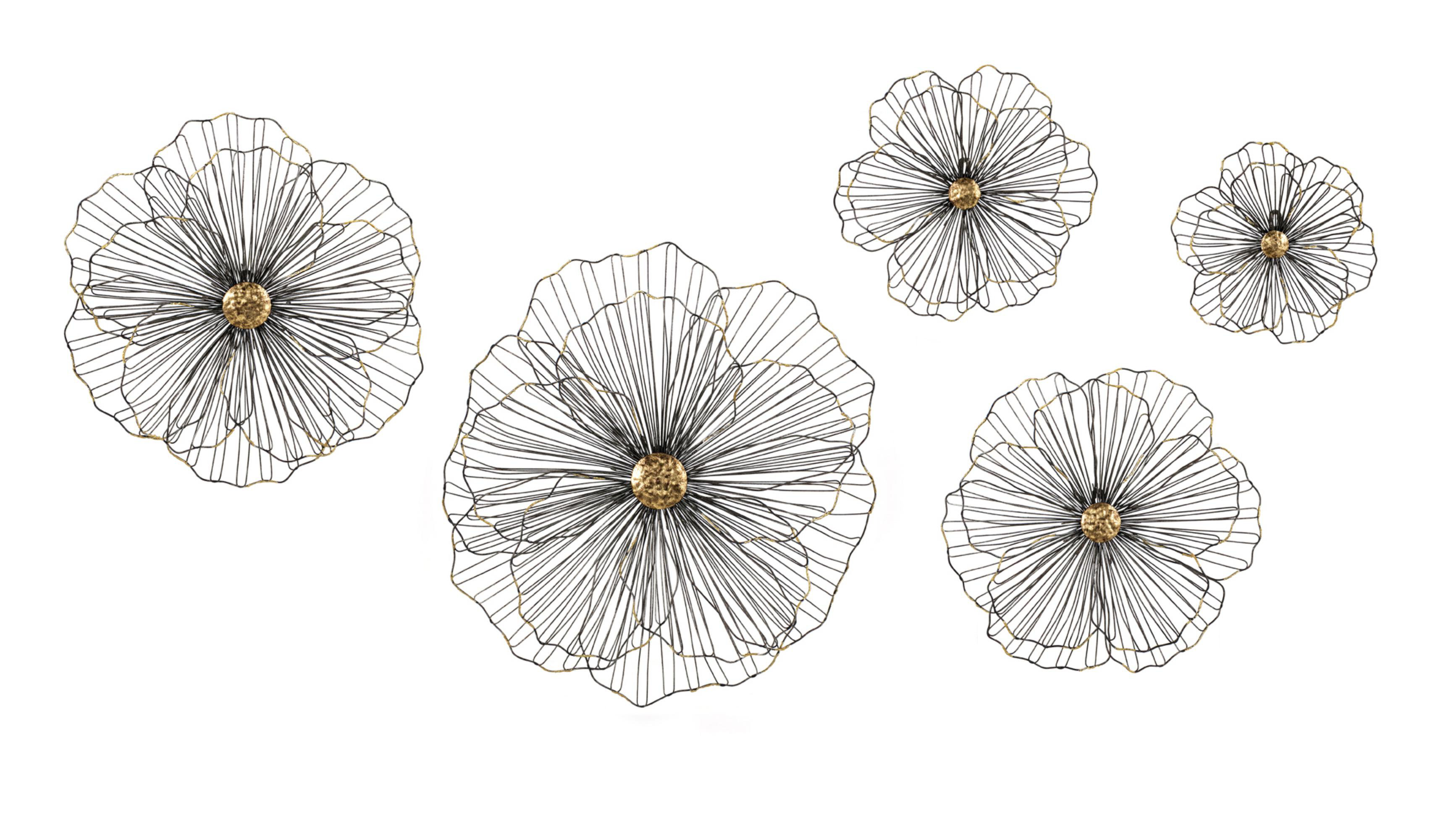 Gracie Oaks 5 Piece Metallic Flower Wall Décor Set Wayfair