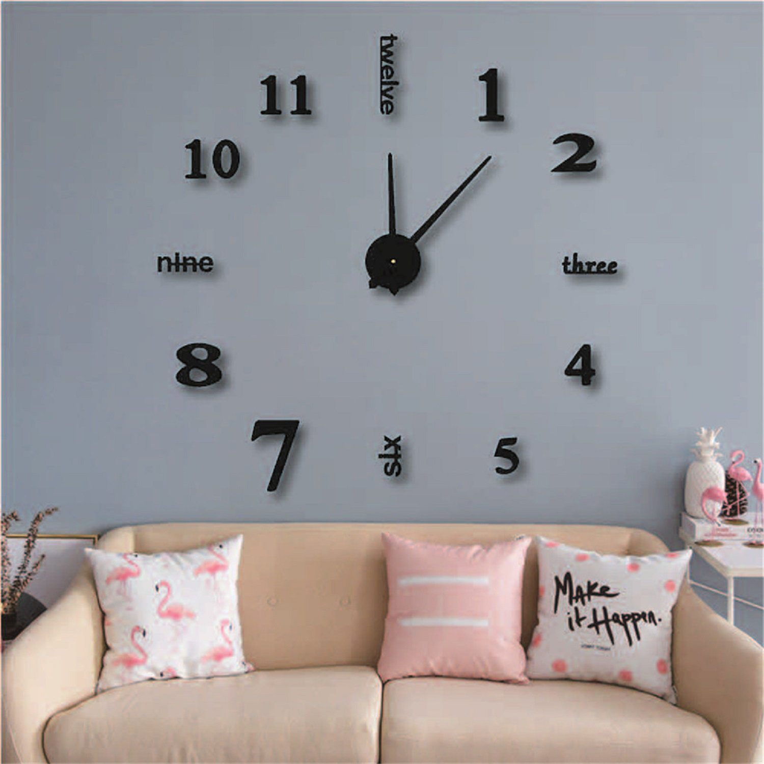 Ebern Designs 1Pc Mirror Wall Clock, Large Wall Clock For Living Room