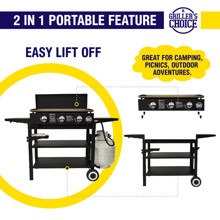 Grillers Choice 3 - Burner Flat Top Liquid Propane 36000 BTU Gas Grill - 2