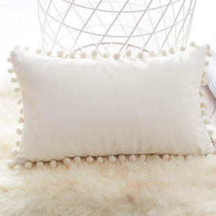 white pom pillow